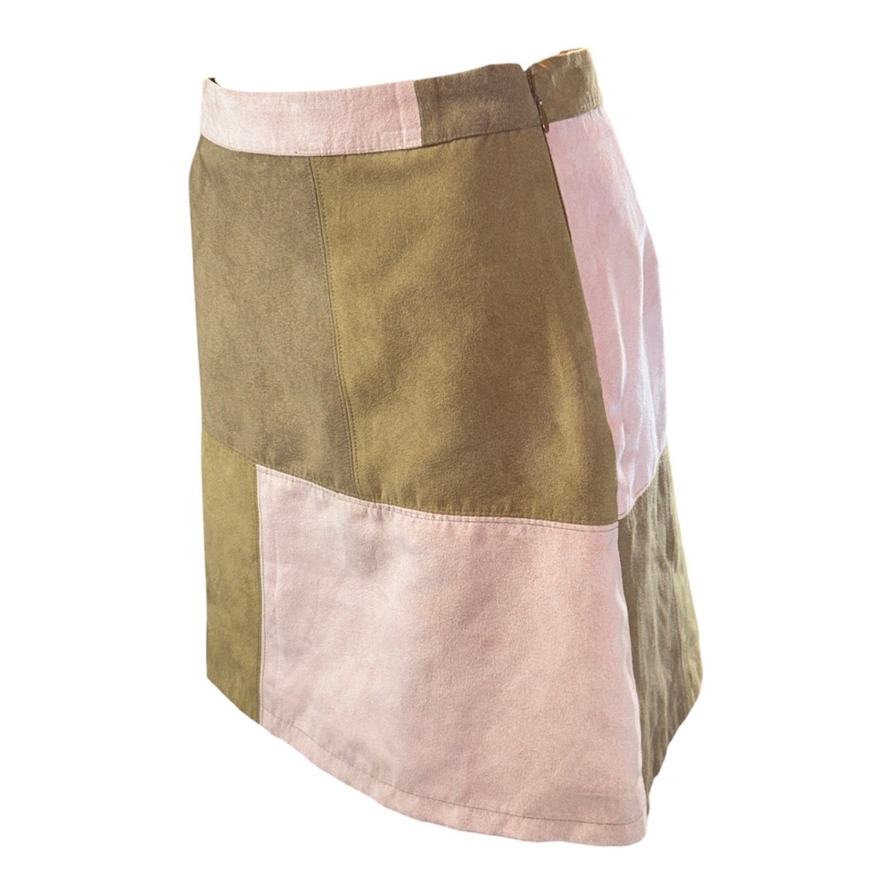 Hollister Womens Faux Suede Patchwork Mini Skirt Size‎ S Boho Western Festival - Picture 3 of 7